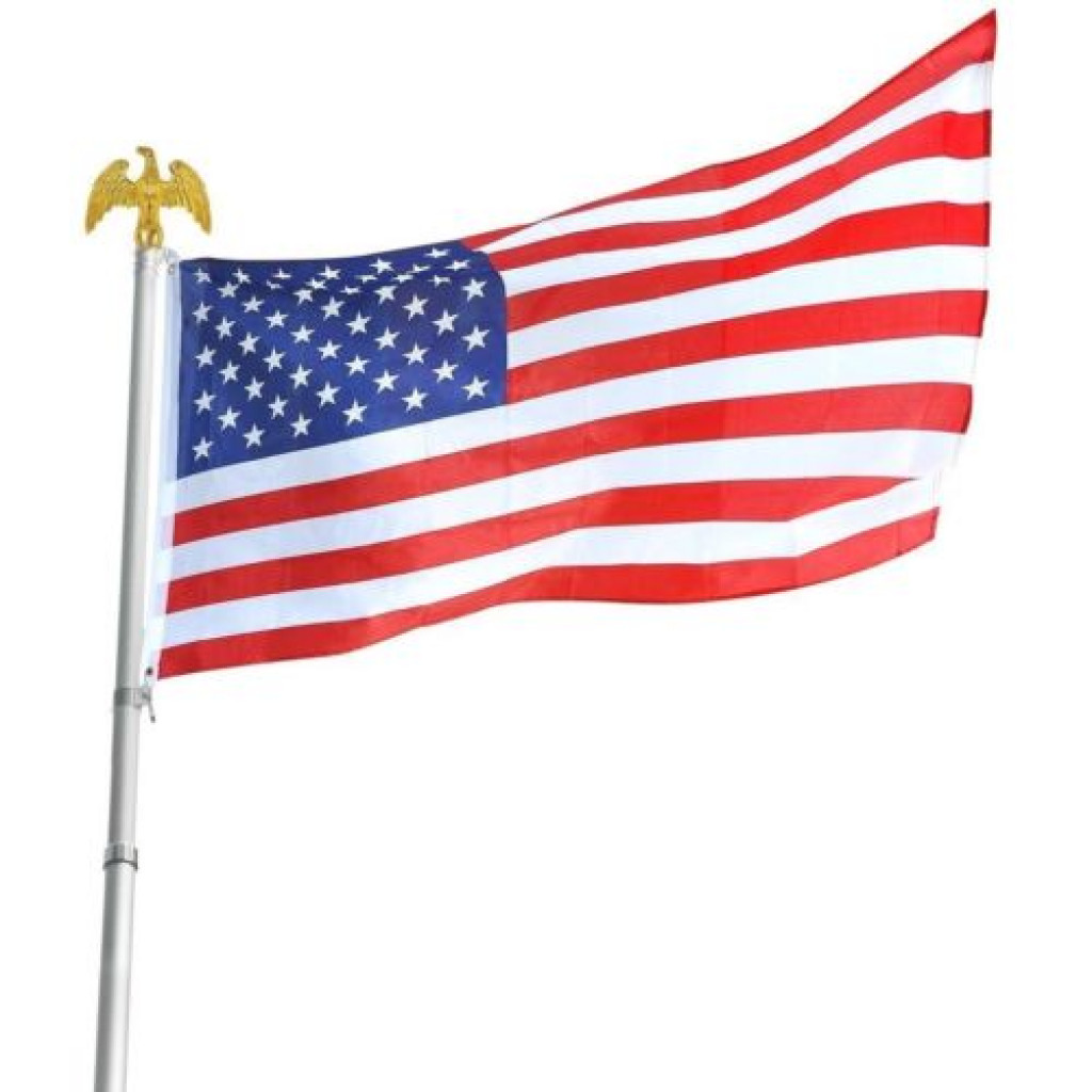 Buy Bulk Lot Price! - Deluxe U.S. American Flag Pole Set With Golden ...