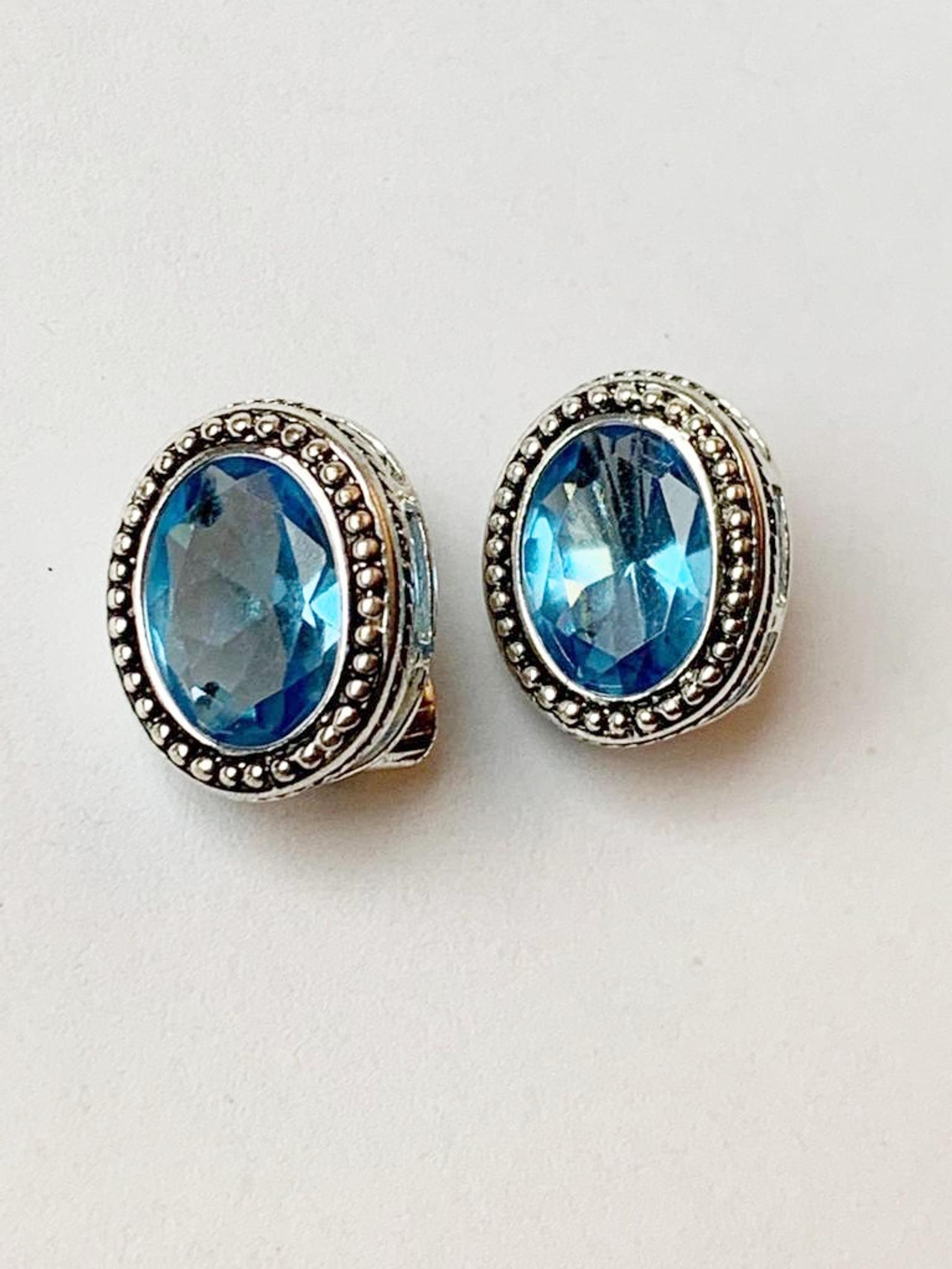 Buy Avon Decorative Oval Sapphire Earrings (Clips) Cheap | H&J ...