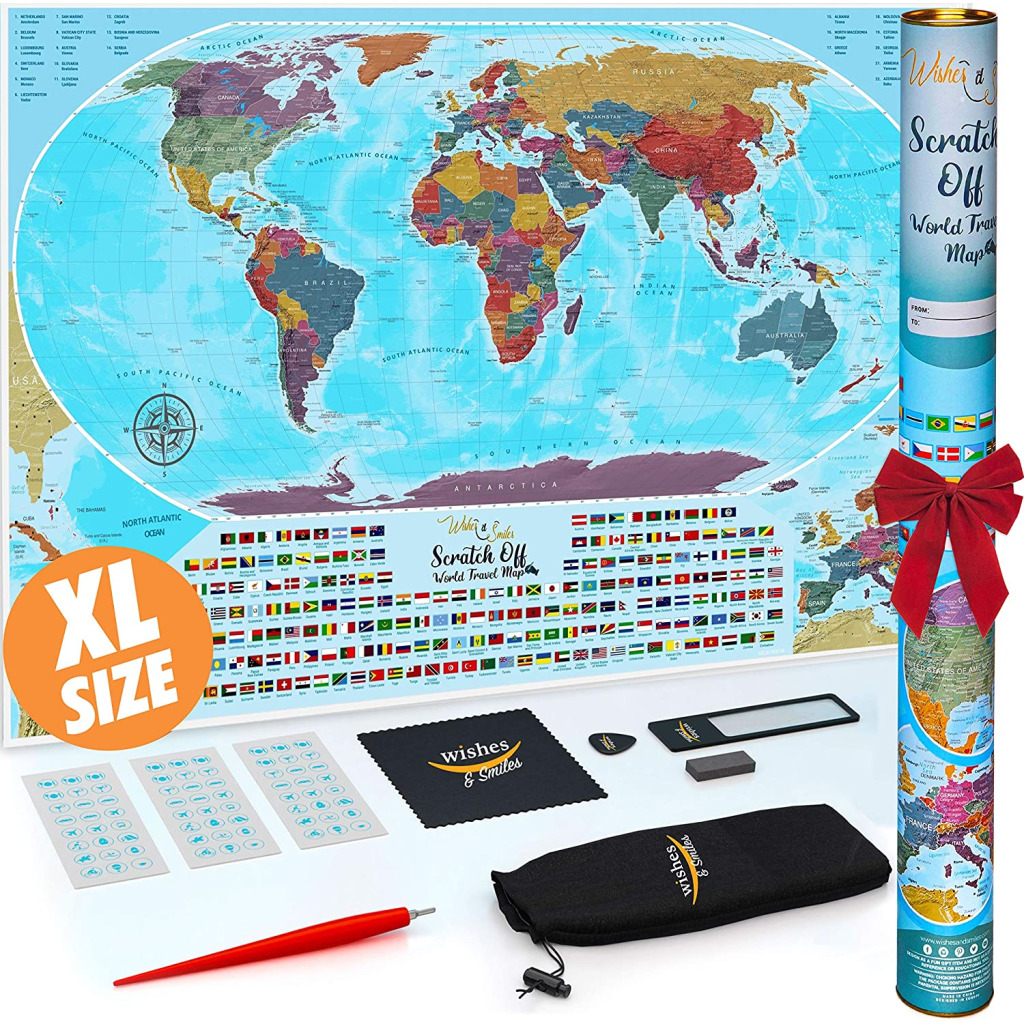 Buy Extra Large World Scratch Off Travel Map X Cheap H J Liquidators And Closeouts Inc