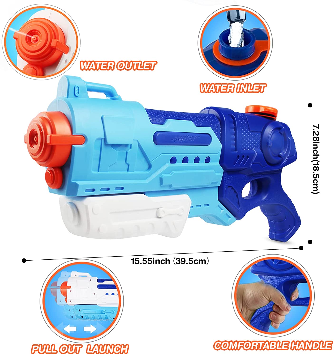 Buy Water Guns 2 Pack Super Water Long Range Soaker Blaster Guns 900 CC ...