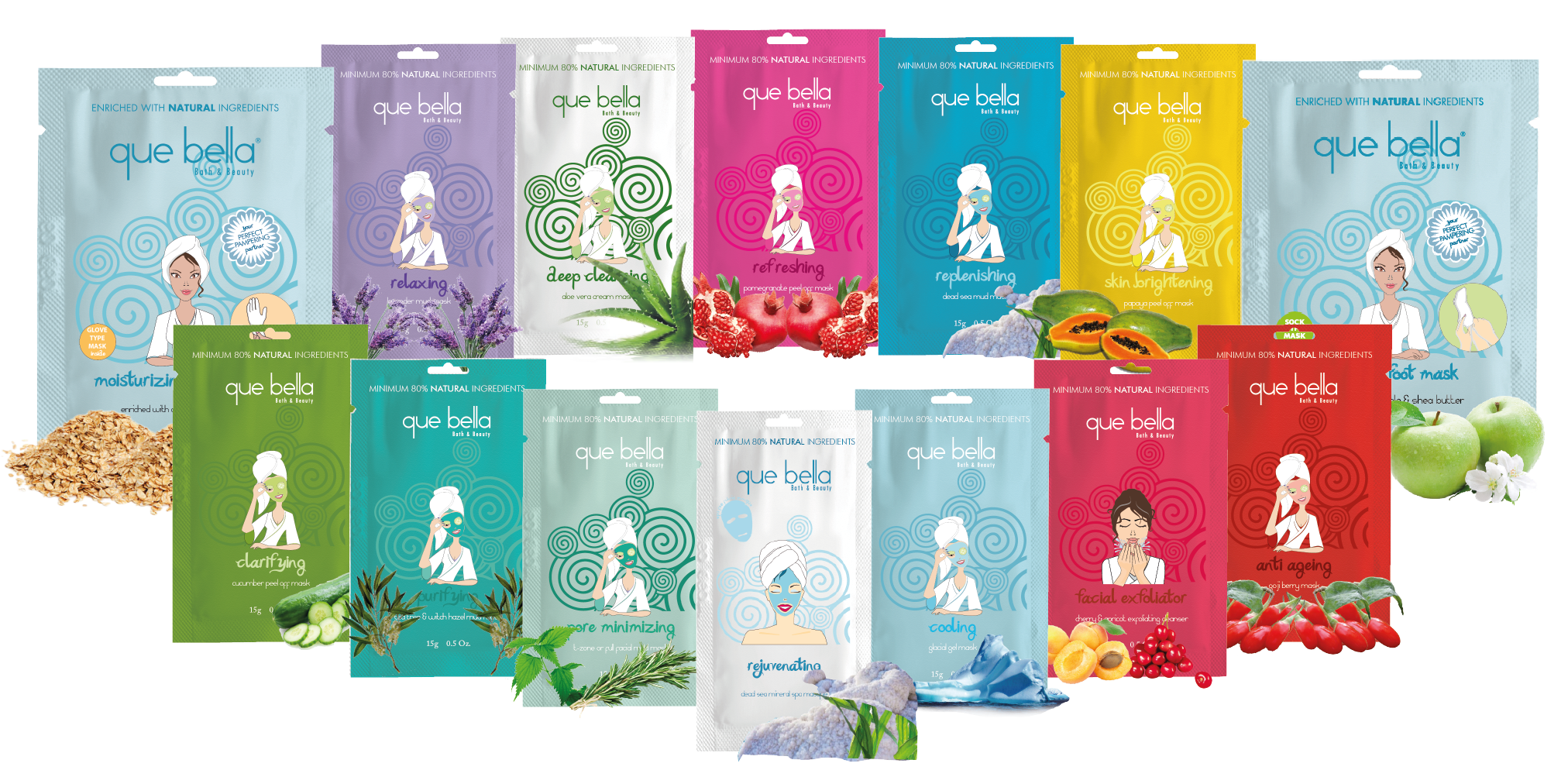 Que Bella factory beauty face masks 50 packs!!