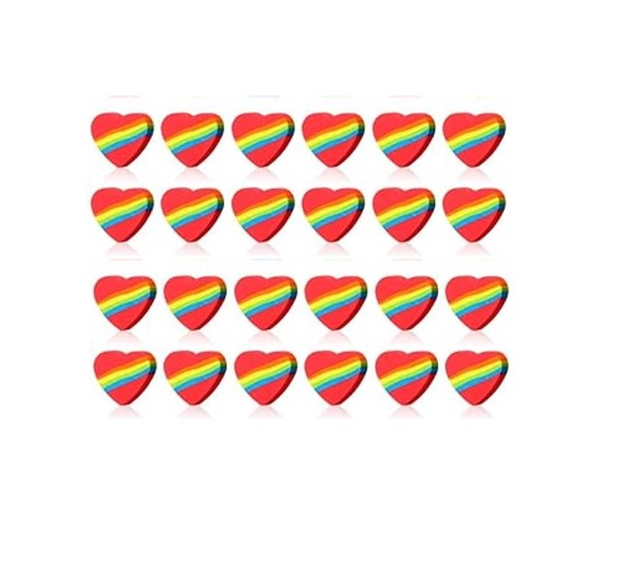 Cute Heart Rainbow Erasers - One Inch Wide - Item #6942